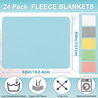 Newwiee 24 Pcs Fleece Throw Blankets Bulk 50'' x 60'' Oeko-tex Standard 100 Certified Spring Outdoor Wedding Guest Blankets Lightweight for Sleepover Donation Lap Pet Sofa Home (Pastel Colors)