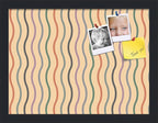PinPix 16x12 Inch Cork Bulletin Board. This Decorative Framed Pin Board Comes with Multi Color Waves Design and a Satin Black Frame. Ideal for Home Office Decor or Message Board (PinPix-565)