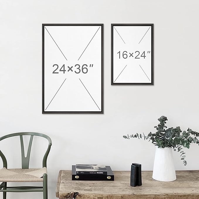 MUDECOR Framed Canvas Print Wall Art Heron Bird Wild Animal Prints Minimalist Modern Art Boho Relax Cozy Decor for Bedroom - 16"x24"x3 Black