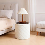 17" Foldable Boucle Round Storage Ottoman,Space-Saving Footrest/Seating/Coffee Table for Small Apartments,Dorms & Bedrooms-White