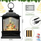 Christmas Snow Globes Lantern with Music & Timer - USB/Battery Operated LED Glittering Globe Lantern, Snow Globe Decoration for Home Holiday Decor (Snowman)