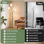 Floor Lamp for Living Room, 3 Lights Green Flower Lamp, Modern Tall Standing Lamp with 3 Color Temperatures Flexible Gooseneck, Mid Century Vintage Tree Floor Lamp for Bedroom Office