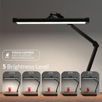 Ultra Bright 2300 Lumens Professional Eye Care LED Desk Lamp - Adjustable Brightness, Dimmable Modern Task Light with Clamp for Home Office, Beauty, Crafting, Workbench (Daylight, Dimming, Black)