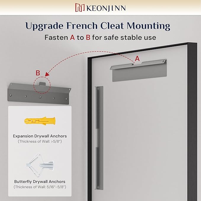 Keonjinn Black Mirror for Bathroom 24 x 36 Inch, Stainless Steel Framed Wall Mounted Mirrors, Anti-Rust, HD Tempered Glass, Shatter-Proof, Rectangle Bathroom Vanity Mirror, Modern Style Frame