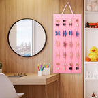 SMUK Hanging Hair Claw Clip Holder Organizer for Women Girls, Large Claw Clip Storage for Wall, Door, Pink Hair Accessories Organizer Display
