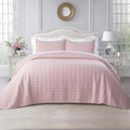 KASENTEX Queen Quilt Set 90"x90" – Soft Washed 3-Layer Lightweight Bedspread, Minimalist Nordic Design, All-Season Spring & Summer Quilt Set (1 Quilt + 2 Pillow Shams), Blush Pink