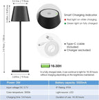 4-Pack LED Rechargeable Table Lamp, Battery Desk lamp 3W 6000mAh Battery Operated Stepless Dimming Modern Portable Table Light for Restaurant/Dinner/Bedroom/Outdoor IP54 Waterproof (Black)