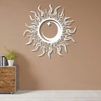 KingGenius Sun Moon Star Wall Decor,Metal Sun Wall Art,Sun Moon Art,Celestial Decor (Black, 35.4"x35.4"/90x90cm, Metal Wall Art)