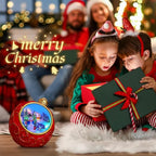 Christmas Village Scene Animated Rotating Snowman LED Lights Christmas Decorations Music with Volume Adjustment USB/Battery Collectible Buildings Figurines Globe Gifts