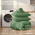 Sasttie Twin Comforter Set, 5-Piece Bed in a Bag, Pintuck Bedding Sets for All Season, Includes Comforter, Flat Sheet, Fitted Sheet, Pillowcase and Pillowsham, Green