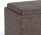 SIMPLIHOME Rockwood Cube Storage Ottoman with Tray - 17 inch Wide Upholstered Tweed Look Fabric Square Storage Ottoman in Mink Brown, Contemporary Cube Ottoman for Living Room with Serving Tray