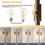 Industrial,Vintage Dimmable Floor Lamp,2 Classical Lanterns Standing Lamp, Rustic Farmhouse Floor Lamp with Bronze Gold Finish, for Living Room Bedroom (Bronze)