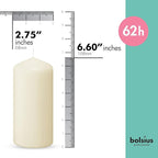 BOLSIUS 12 Ivory Pillar Candles - 2.7 x 6.7 inch Unscented Candle Set - Dripless Clean Burning Smokeless Dinner Candle - Perfect for Wedding Candles, Parties and Special Occasions