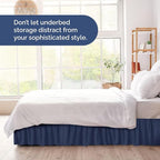 Wrap Around Dust Ruffle Bed Skirt - Navy Blue - for King Size Beds with 12 Inch Drop - Elastic Strap - Adjustable Pleated Bedskirt with Brushed Fabric and Wrinkle Free - for Women, Men, Kids & Teens