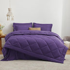 Love's cabin Twin Comforter Set Purple, 5 Pieces Twin Bed in a Bag, All Season Bedding Sets with 1 Comforter, 1 Flat Sheet, 1 Fitted Sheet, 1 Pillowcase and 1 Pillow Sham