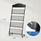 Granville Floor Brochure Stand Magazine Rack, Brochure Display Stand, 4 Pockets Magazine Holder Newspaper Stand with 4 Wheels (2 Lockable), Black