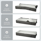 2-Pack Under Bed Storage Containers, 8 Inches Tall Underbed Clothes Storage Organizer Bin with Sturdy Sidewalls/Bottom, Under the Bed Storage Bags 2 Storage Bins, Black