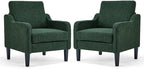 VINGLI Accent Chair for Living Room Chairs Reading Chair for Bedroom Chair Scooped Arm Chair Mid Century Modern Accent Chairs Upholstered Comfy Chair for Apartment, Waiting Room (2, Dark Green)