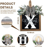 Ultra Large 14'' Last Name All Year Round Front Door Wreath with 26 Initial Letter Welcome Sign All Seasons Eucalyptus Garland and Bow Wreaths for Front Door Porch Farmhouse Decoration (X)