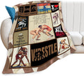Wrestling Blanket for Boys Girls Women Men Wrestle Gifts Sports Throw Blanket Plush Cozy Flannel Fleece Fuzzy Blankets 50"X40"