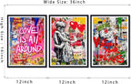 Novatique Graffiti Canvas Wall Art Colorful Banksy Wall Art Street Graffiti Print Wall Decor Framed for Living Room Bedroom,12" x 16" x 3Pcs