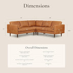 Poly & BARK Napa 98” Leather Corner Sectional Sofa – Full-Grain Italian-Tanned Aniline Leather, Feather-Down Comfort, Solid Wood Frame – Cognac Tan