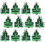 Lillian Vernon Shamrocks Blown Glass St. Patrick’s Day Ornaments - Handcrafted Hanging Tree Decorations, St. Patrick’s Day Holiday & Party Decor, Green, 12-Piece Set