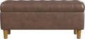 Homepop Home Decor | Tufted Ainsley Button Storage Ottoman Bench with Hinged Lid | Ottoman Bench with Storage for Living Room & Bedroom, Brown Faux Leather
