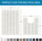 H.VERSAILTEX Bathroom Rugs Bath Rug Set 2 Piece Bathroom Contour Rug Toilet Mat Sets Non Slip Contour Bath Rug Ultra Thick Water Absorbent Striped Bath Mats Washable(36" x 24" Plus 20" x 24" U, Ivory)