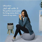 Urban Lifestyle Round Knit Pouf - Hand Woven Cotton, Light Blue