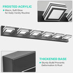 SOLFART Modern Black Vanity Lights Fixtures: 6 Lights Acrylic LED Matte Black Vanity Lights for Bathroom 39inch