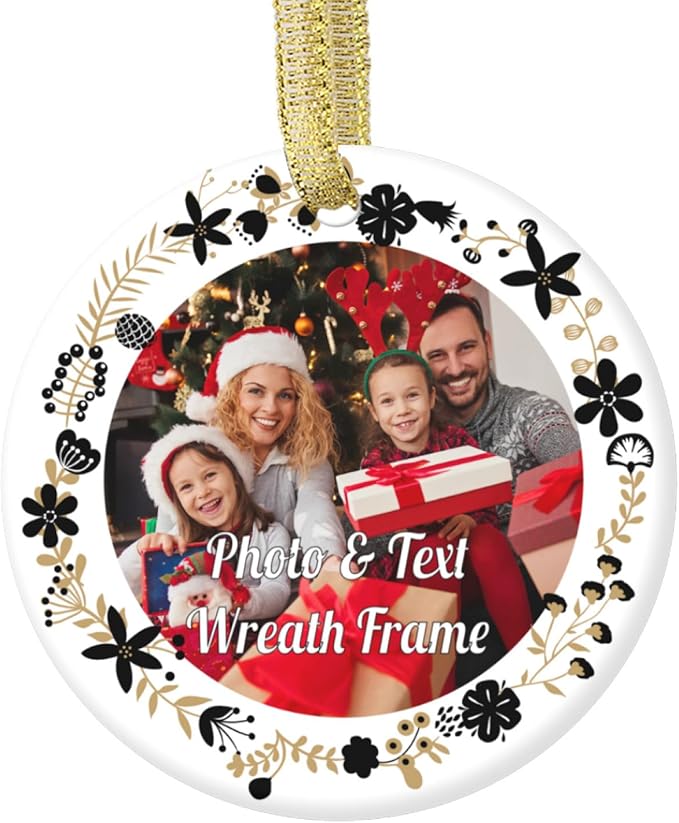 Personalized Custom Photo Ornaments for Christmas Tree - Ceramic Hanging Xmas Ornaments for Couples, Family, Wedding