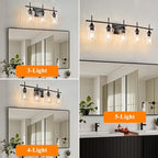 3 Lights Bathroom Vanity Light,Black Farmhouse Modern Wall Light Over Mirror.