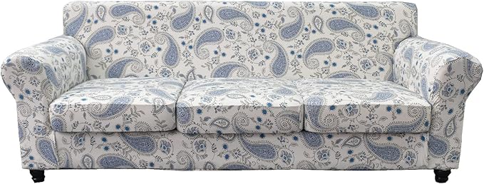 KRFOONN 4 Piece Stretch Sofa Couch Covers for 3 Cushion Couches Printed Sofa Slipcover with 3 Separate Seat Cushion Covers Washable Sofa Slip Covers Furniture Protector for Pets Kids (Large, 19)