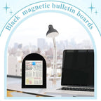 Shimeyao 2 Pcs Black Magnetic Bulletin Board for Tabletops with 8 Magnets 12 x 8.5 Inch Memo Display Easel Stand for Home Office School Kitchen Table Supplies (Arched)