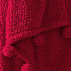 HORIMOTE HOME Ultra Soft Sherpa Throw Blanket with Pompom Fringe, Lightweight Plush Boho Throw Blanket for Couch, Sofa, Bedroom,Travel, Christmas Decor, Warm Blanket for Winter, 50"x60", Red