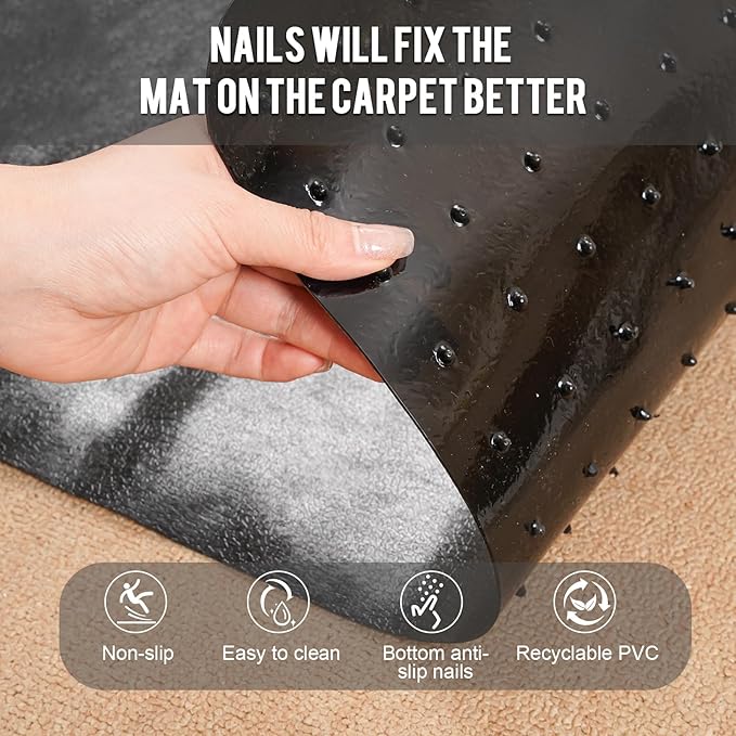 Uross Carpet Protector for Pets -3.6FT 2PCS Black Round Corner Plastic Carpet Protector, Under Door Cat Carpet Protector for Doorway, Anti Cat Scratch Carpet Mat, Stop Cats from Scratching Carpet