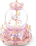Music Box Unicorn Carousel Horses Snow Globe Gifts, Birthday Gift for Daughter Girls Women, Musical Carousel for Wife Friend Sister Anniversary Christmas Play You are My Sunshine