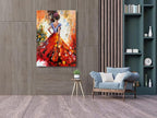 zoinart Hand Painted Abstract Vertical Canvas Wall Art 28x40 Inches Musical Girl Modern 3D Wall Paintings Framed Contemporary Art for Home Decorations Wall Decor Ready to Hang