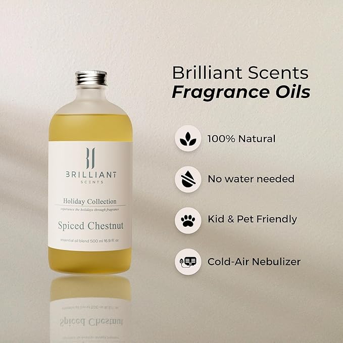 Brilliant Scents Spiced Chestnut Scent | Amber Resin, Cedar, Sandalwood | Luxury Home & Business Scent | Fragrance Oil | 120ML