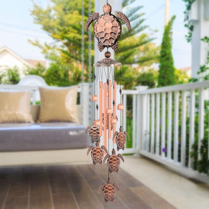 Sea Turtle Wind Chimes, Gifts for Mom Grandma Women, Outdoor Garden Patio Decor, with S Hook Indoor Outdoor Turtles Wind Chime for Outside, Turtles Gifts