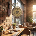 Large Wall Clock Double Sided, European Style Double Sided Alloy Wall Clock 360° Rotating Metal Wall Watch Non Ticking Silent Clock for Indoor Outdoor Office Living Room Porch Clock Wall Decor