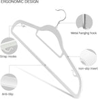 40 Pack Thin Space Saving Hangers, No Slip Clothes Hangers with Non Slip Textured and 360° Hook - Plastic Hanger, Closet Organizer for Shirt, Pants, Suit, Skirt, Coat - White