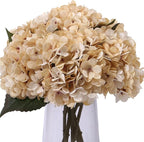Kimura's Cabin 6pcs Cream Fake Hydrangea Flowers Artificiales Bouquets Faux Silk Hydrangea with Stems for Home Wedding Party Table Core Decoration (Beige)