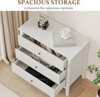 White Large 3 Drawer Dresser Set of 2, Painted 30 Inch Tall Wood Nightstand with Storage, Wide Modern Chest of Drawers with Ball Bearing Slide for Bedroom Hallway Living Room Entryway