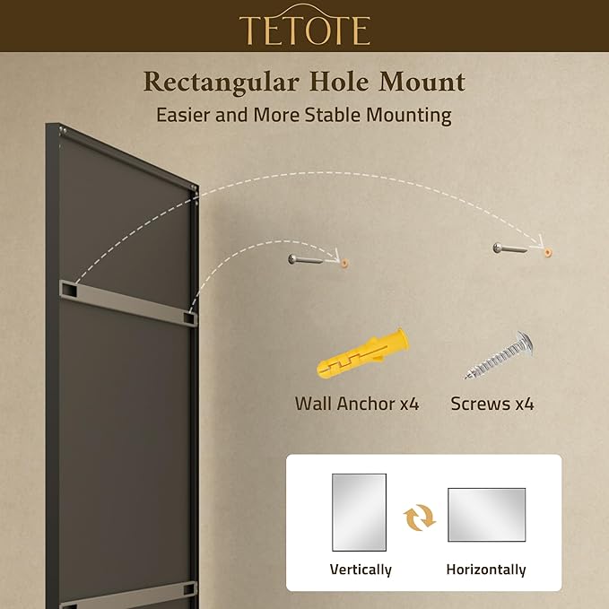 TETOTE Black Framed Mirror for Bathroom Vanity 40" x 30" Matte Black Rectangle Beveled Frame Wall Mirror for Over Sink, Tempered Glass, Modern Farmhouse Bedroom, Entryway, Living Room