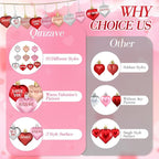 30Pcs Valentine's Day Heart Shaped Ornaments with Sweet Love Words, 10 Styles Valentine Heart Ornaments for Tree, Red Pink Glitter Valentine's Hanging Decorations for Wedding Anniversary