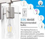 SOLFART 1 Light Vintage Vanity Light Brushed Nickel Bathroom Light Fixture Over Mirror for Bath Glass Shade Wall Light Modern Light Fixture