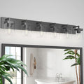 Bathroom Vanity Light, Square Design 6 Lights Morden Bathroom Lighting Fixtures Over Mirror, Black Vanity Light for Living Room/Bedroom