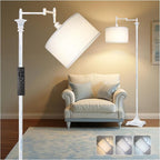Scenekoy Rustic 68″ Tall Floor Lamp for Living Room Bedroom, Washed Blue Finish, Remote Control, 350º Adjustable Swing Arm, Smart LED Standing Lamp with Linen Shade, Decor for House Home Office
